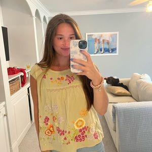 VINTAGE EMBROIDERED FLORAL BABYDOLL TEE